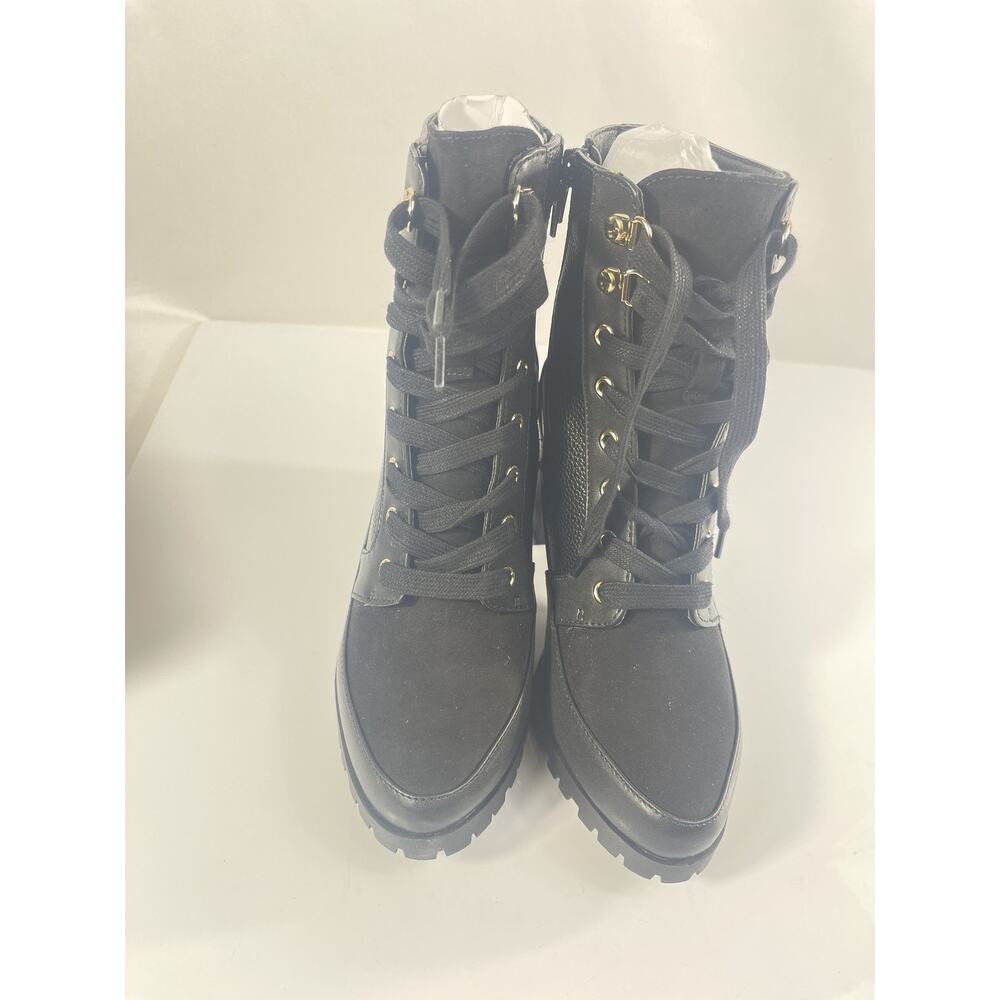 Giani Bernini Boots Womens Size 8.5 Black Keegannp Combat Lace Up Block Heel - Picture 3 of 10